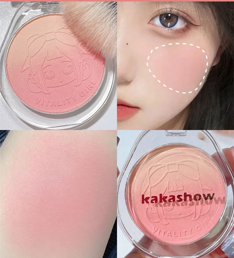 Dual gradient blush highlights natural nude makeup brightening cheeks purple blue female niche brand 2023 new