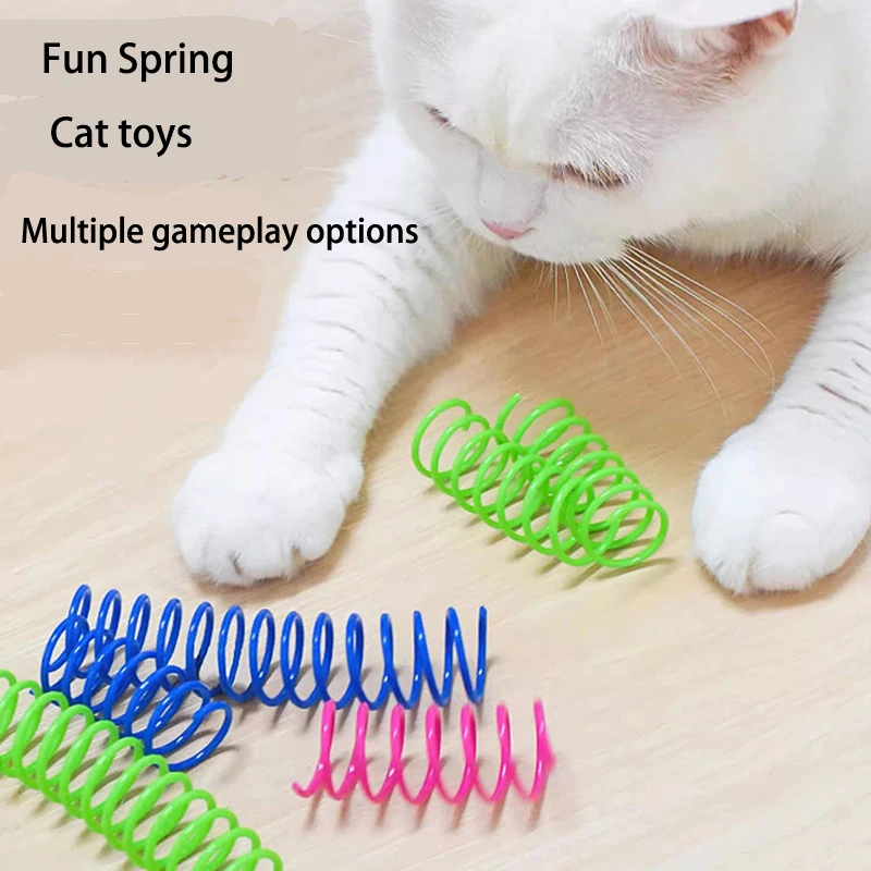 4pcs Kitten Cat Toys Wide Durable Heavy Gauge Cat Spring Toy Colorful Springs Cat Pet Toy Coil Spiral Springs Pet Intera