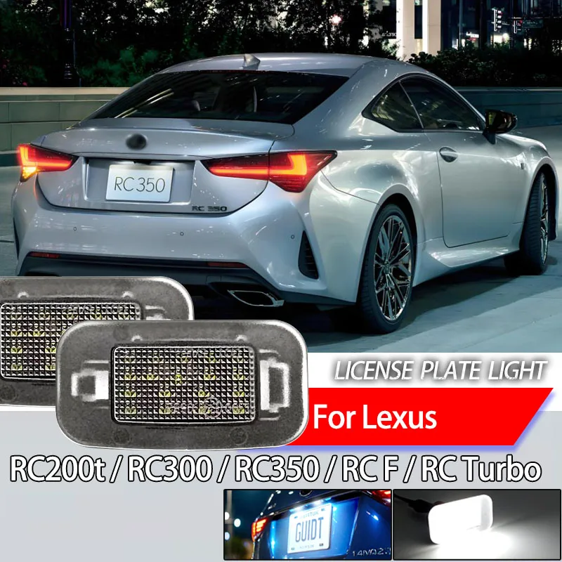 2Pcs Canbus No Error LED License Number Plate Lights For Lexus RC200t RC300 RC350 RC F RC Turbo Automobiles Parts Accessories