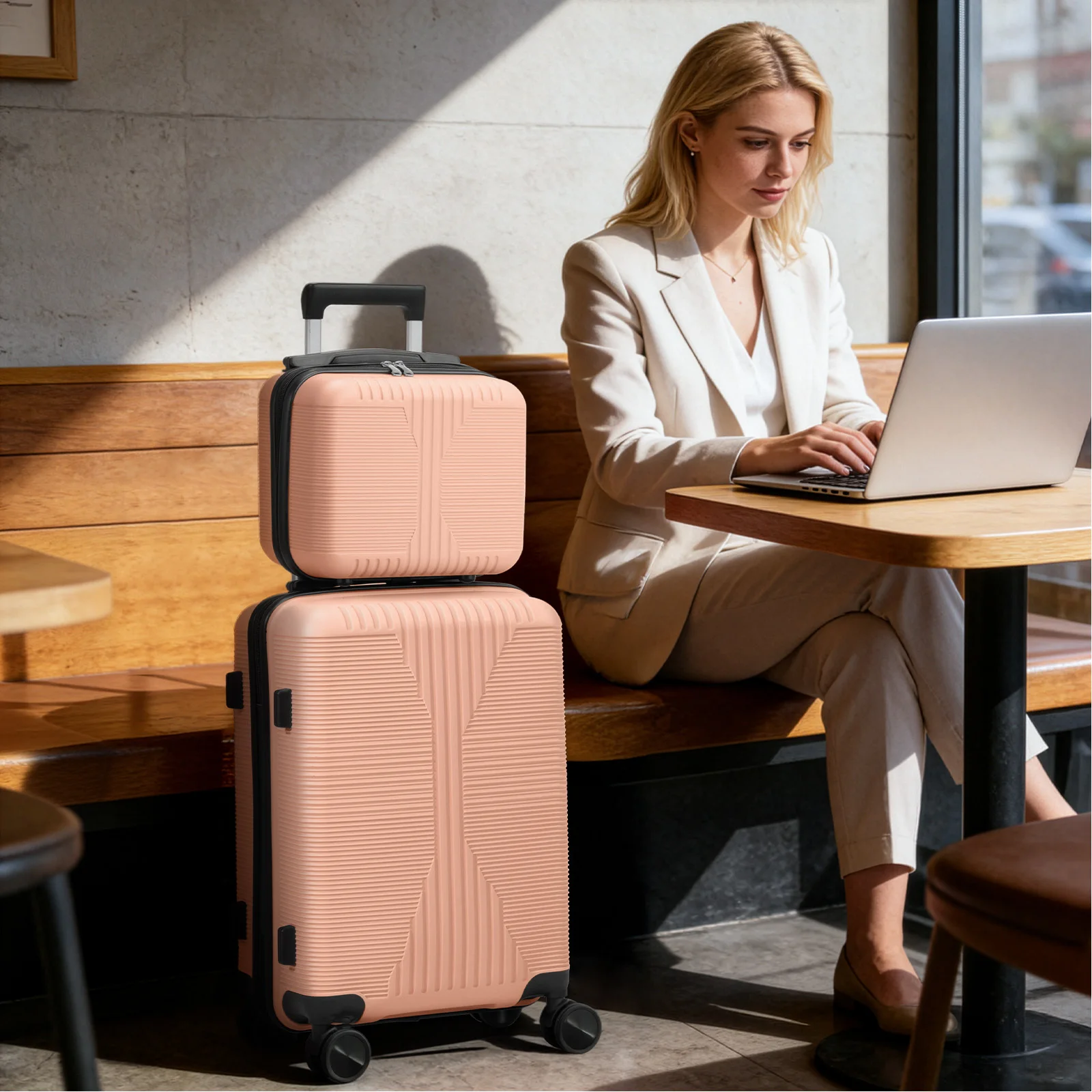 

12/20-inch spinner wheel suitcase/luggage. Made of stylish and durable PP material, perfect for back-to-school season and travel