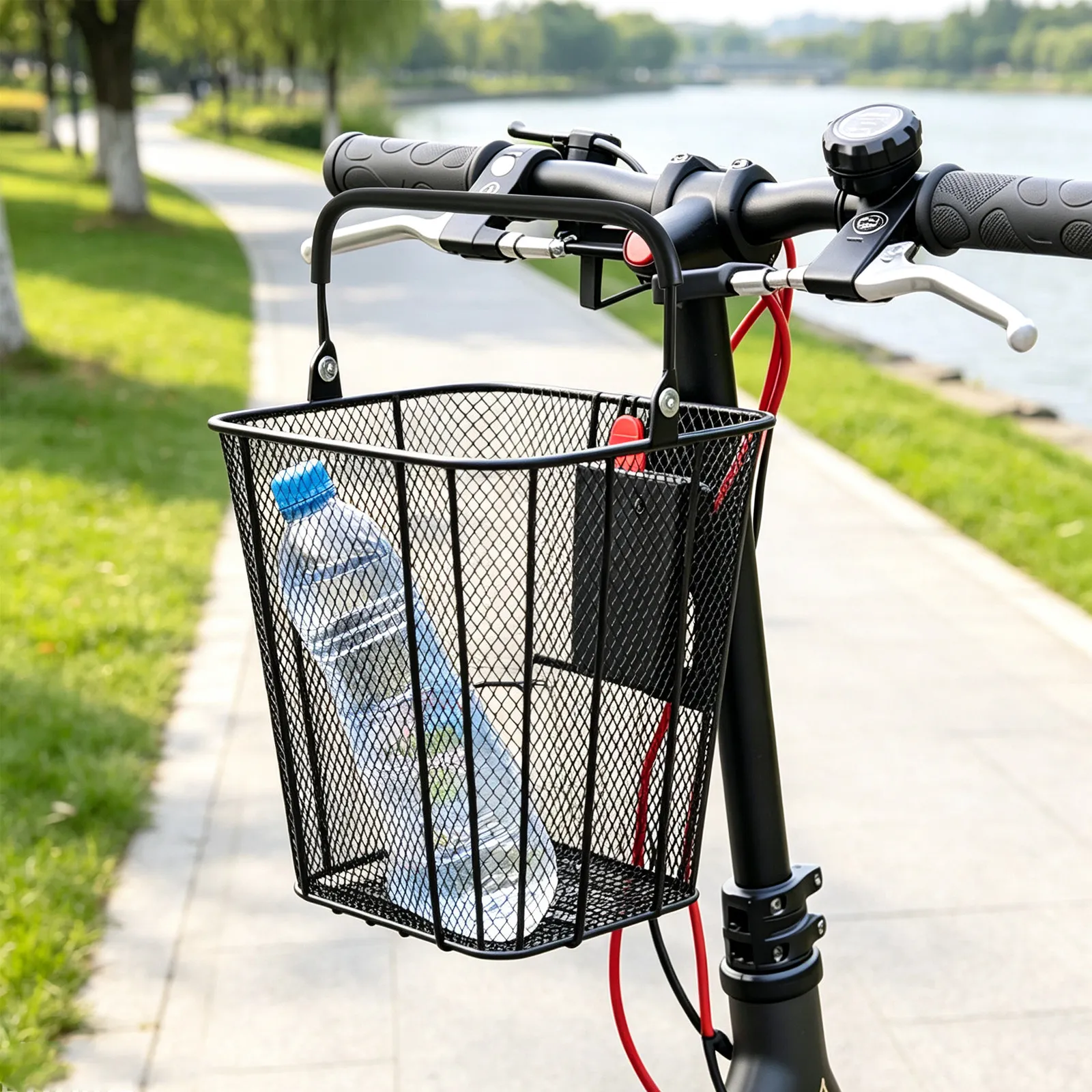 Electric Scooter Front Basket Detachable Quick Release Iron Mesh Storage Basket for Adult Scooter Handlebar Bike Front Baskets