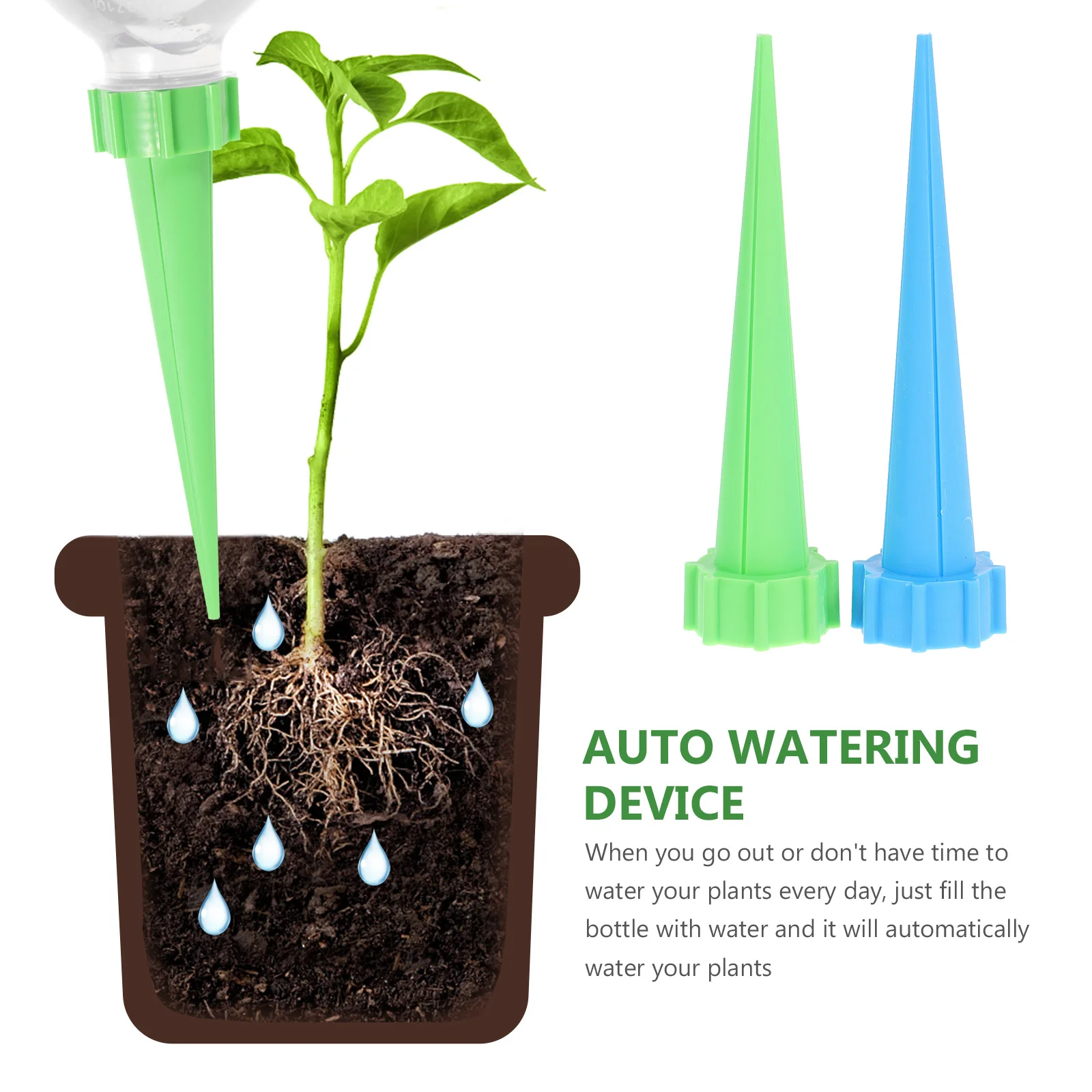 

16Pcs Auto Device for Plants Self Drip System Automatic Irrigation Kit Indoor Outdoor Use Blue and Green