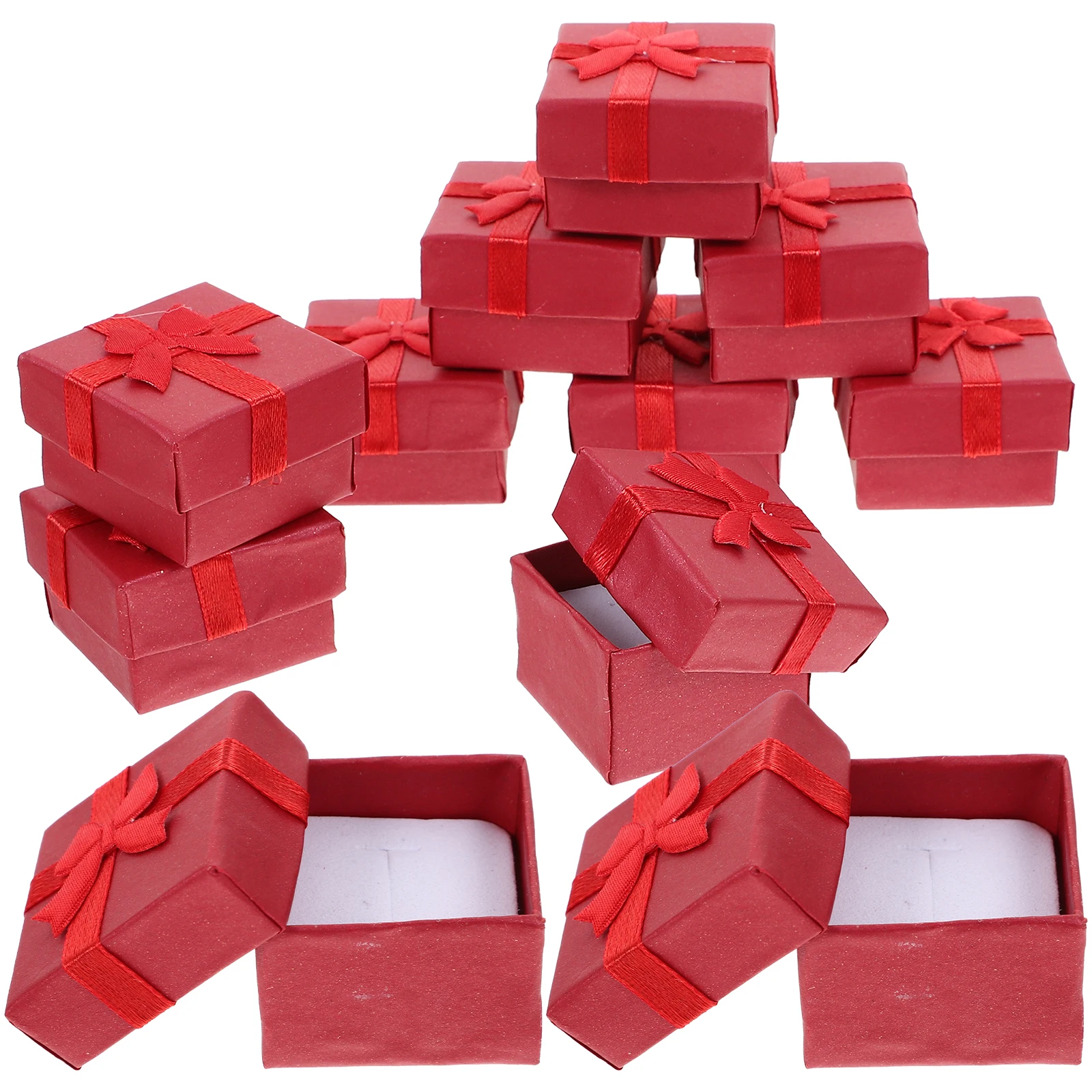 

24 Pieces Boxes Velvet Storage Red Earring Case Gift Storage Case Travel Necklace Organizer Gift Candy Display