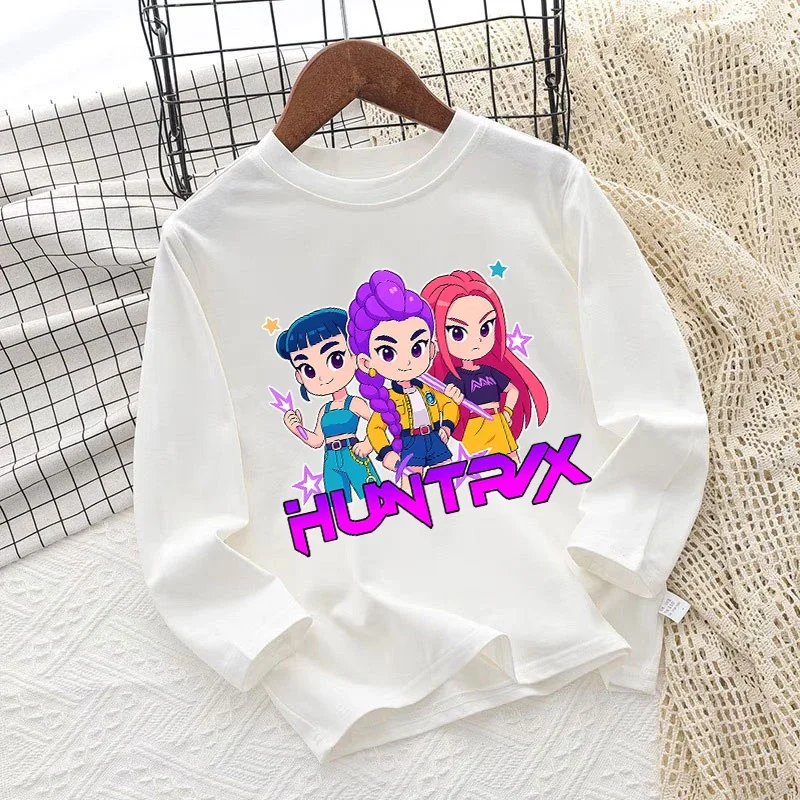 Koszulka z długim rękawem dla dzieci Kpop Demon Hunters, anime, kreskówka, urocze koszulki dla dziewczynek, wiosenno-jesienna moda, słodkie topy, prezenty