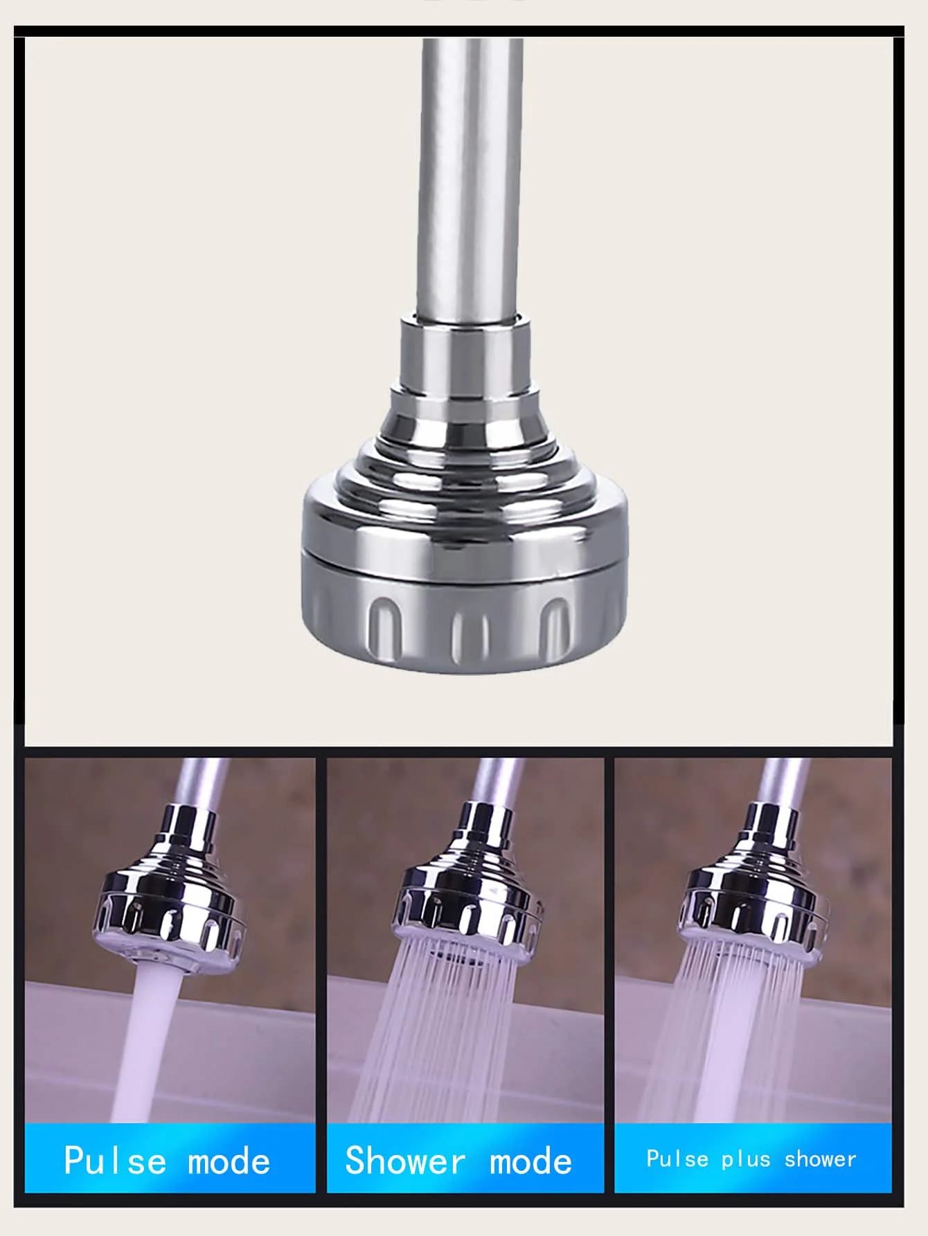 1pc- Long kitchen faucet shower three-speed universal anti-splash head water saving booster bubbler