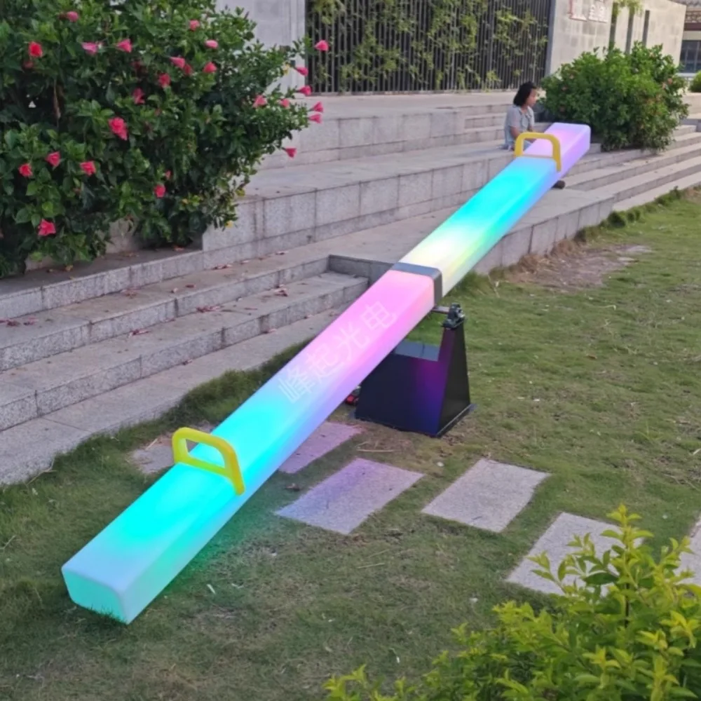 

Outdoor luminous seesaw LED light sensing interactive children's double swivel chair amusement equipment
