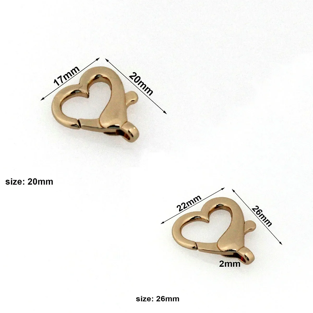 10Pcs Alloy Lobster Clasps Buckle Heart Shape Gold Color Hooks Connectors for DIY Jewelry Making Findings Accessories