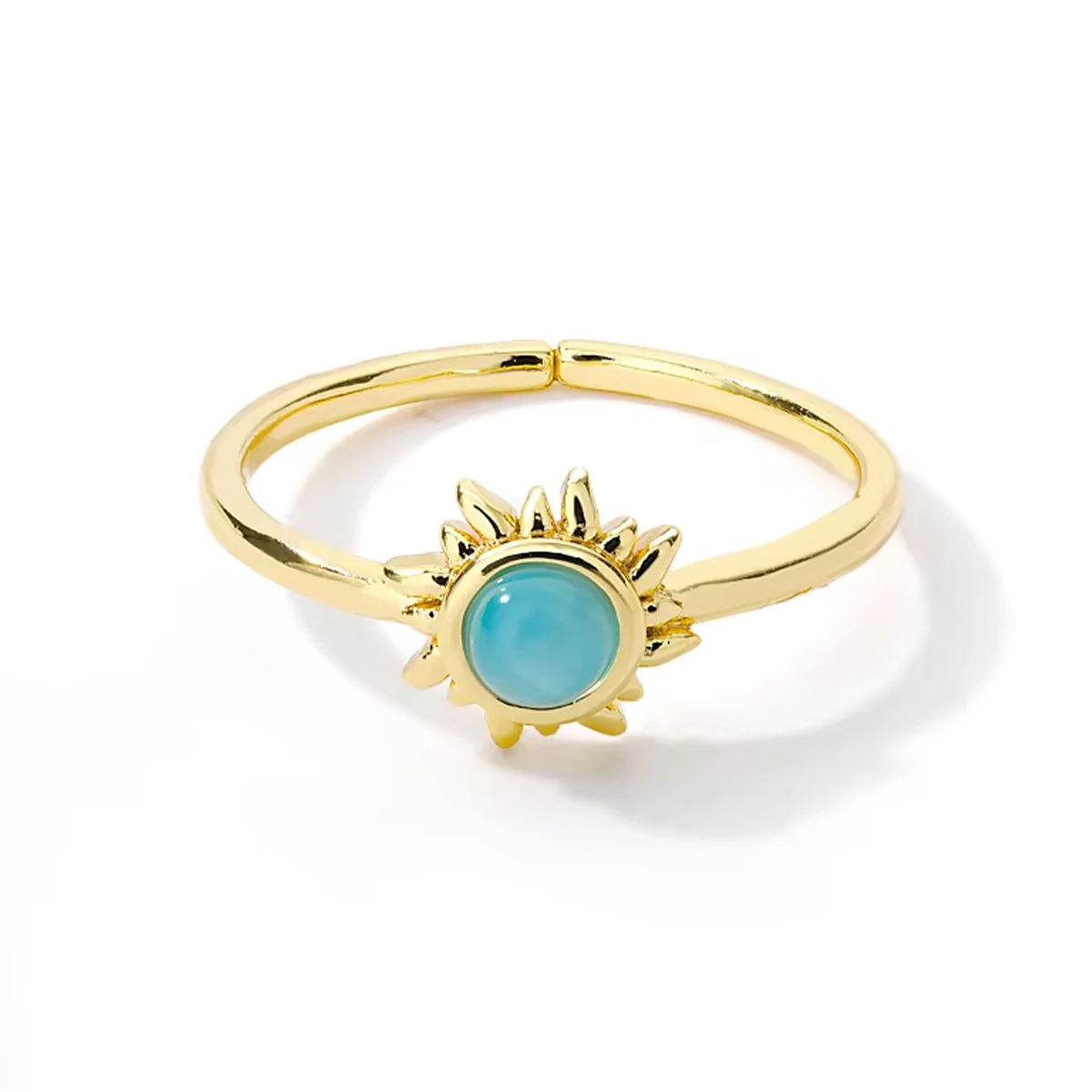Sun Opal Rings For Women Gold/Silver Color Couple Rings Aesthetic Engaement Wedding Ring Jewelry Party Gift image 2