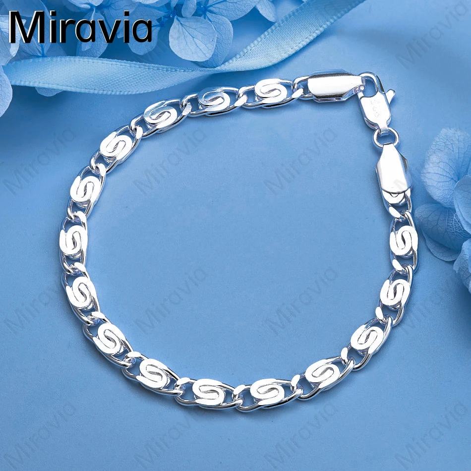 

Miravia 925 Sterling Silver Ring Screw Ring Chain Bracelet Fashion Elegant Women Party Jewelry
