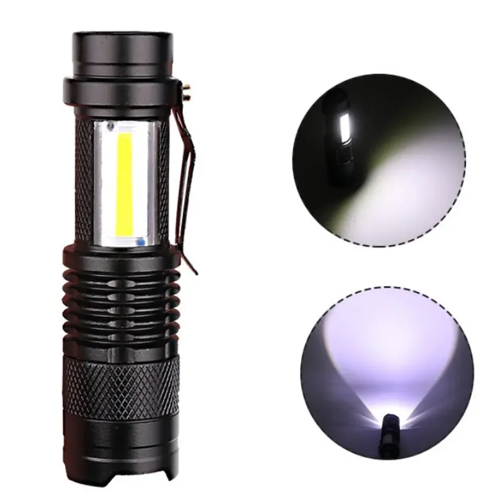 Mini Rechargeable LED Flashlight Use XPE COB Lamp Bead Double Light Source Flash Light for Adventure Camping Fishing Mountaineer