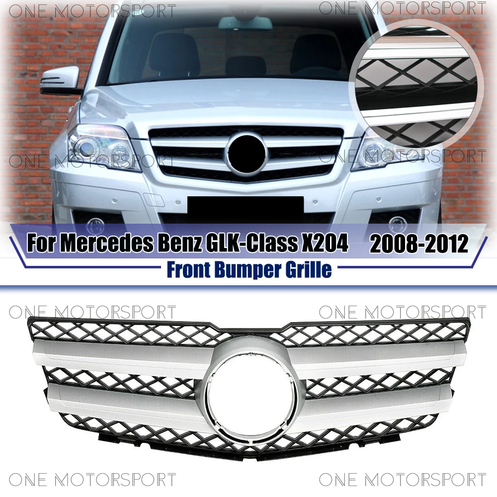 

Chrome Silver Front Bumper Grille For Mercedes Benz GLK-Class X204 2008-2012 GLK280 GLK300 GLK350 FCL2 Style Upper Grille