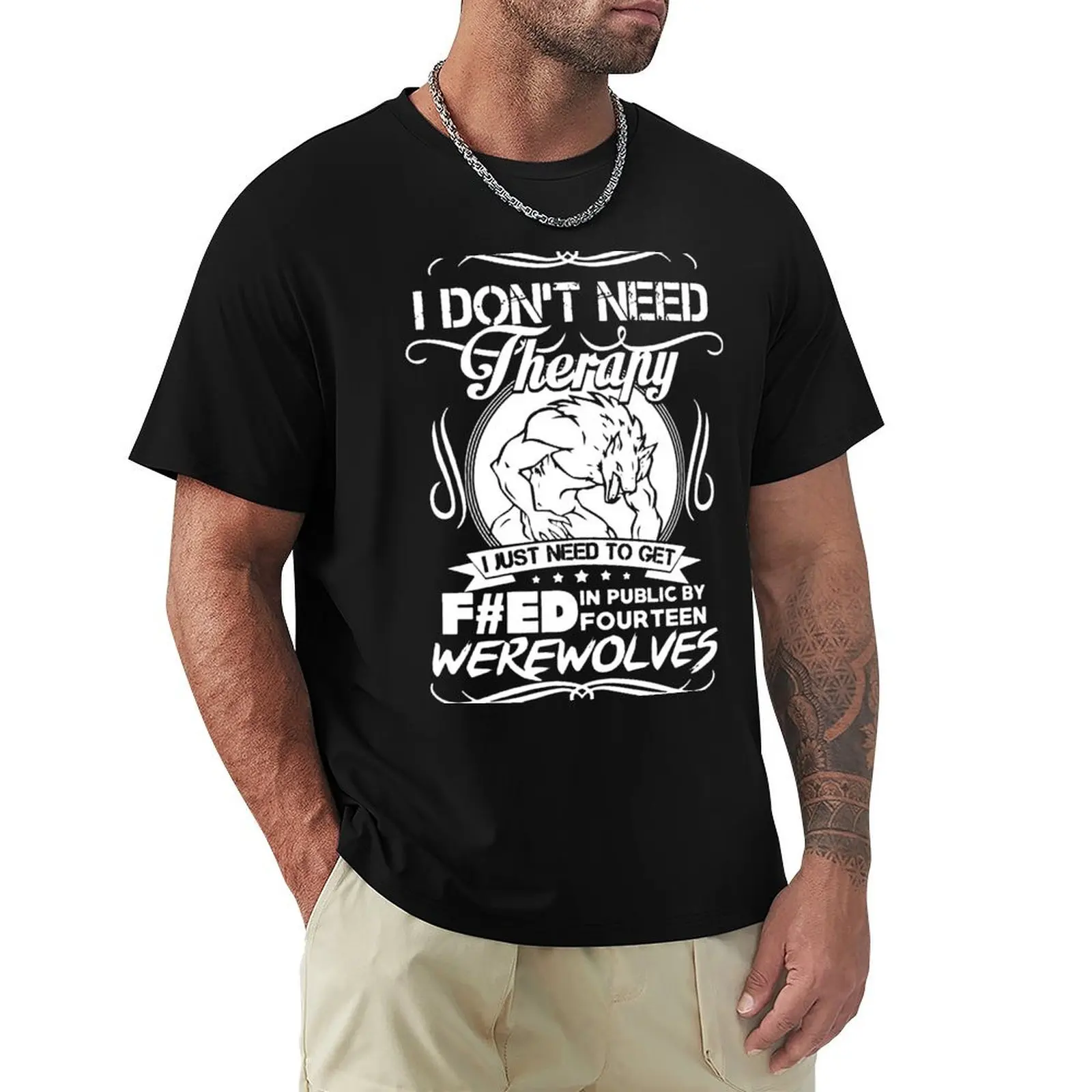 No necesito terapia, solo necesito que me dejen en paz. # Camiseta de algodón suave de talla grande de Ed In Public By Fourteen Werewolves