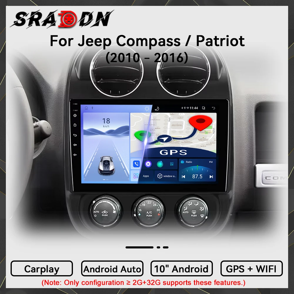 Para Jeep Compass Patriot 2010 2011 2012 2013 2014 2015 2016 Android Car Radio Reproductor de video multimedia automotriz Navegación GPS Pantalla táctil Carplay Auto Estéreo Sistemas inteligentes