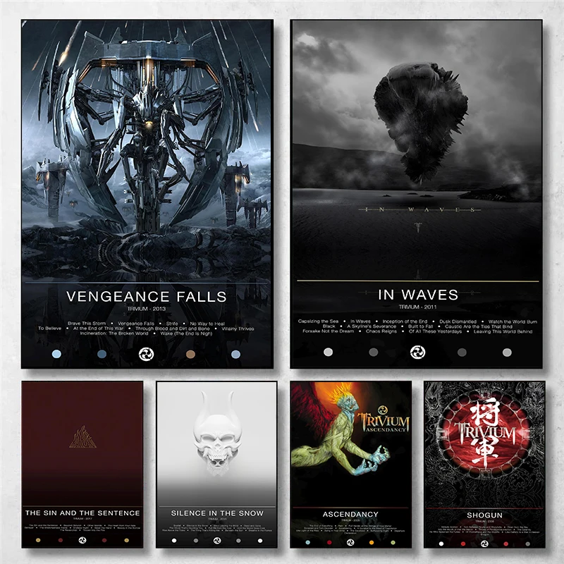 Famosa banda Popular T-Trivium álbum música carteles en ondas impresiones modernas lienzo pintura pared arte imagen hogar sala de estar Decoración