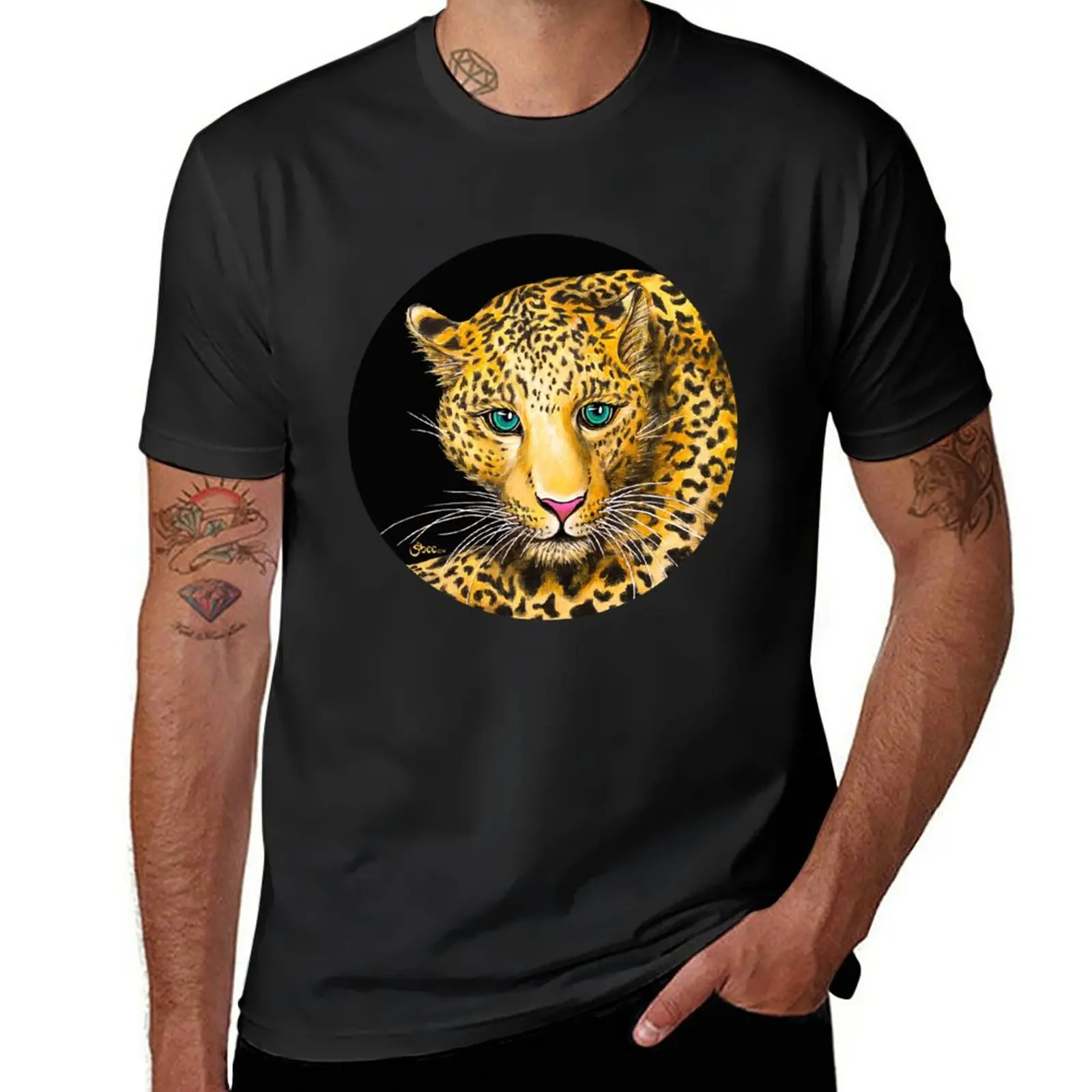 Young Leopard - Shee Endangered Retro Animals T-Shirt sweat funnys anime clothes quick drying T-shirt men