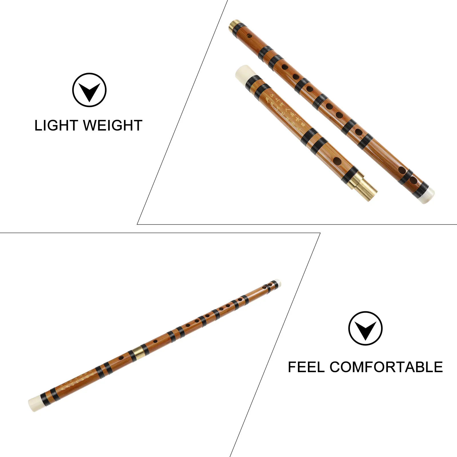 

1set Bamboo Flute Instrument D Key Retro Lightweight Portable Chinese Traditional Dizi For Beginners Students Adults Practicing