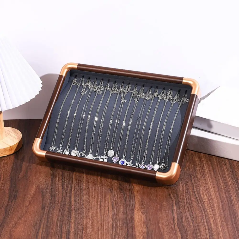 Velvet Wooden Jewelry Tray Necklaces Bracelets Earrings Rings Jewelry Display Tray Large Capacity Storage Box Jewelry Organizer