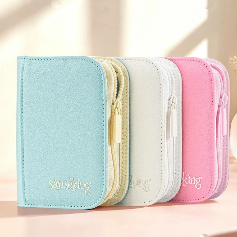 Sanseking Mini Zipper Card Binder PU Leather Trading Card Album Portable Card Holder for Pokemon PTCG TCG Game Cards Collection