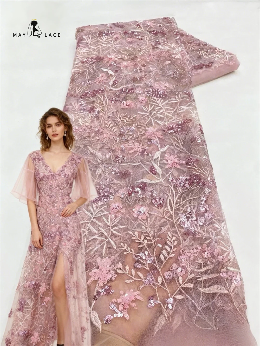 

African Sequins Lace Fabric 2026 High Quality Lace Nigerian French Tulle Sequins Lace Fabrics For Sewing Wedding Party Dresses