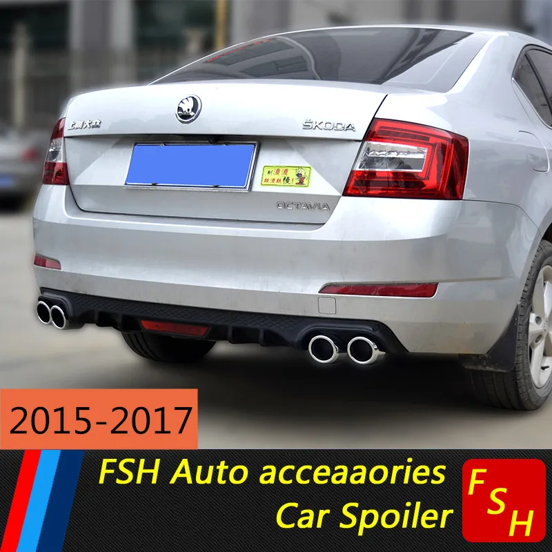 For Skoda Octavia A7 2015 2016 2017 Rear Bumper Diffuser Lip Spoiler Accessories Body Kit PP Plastics Material