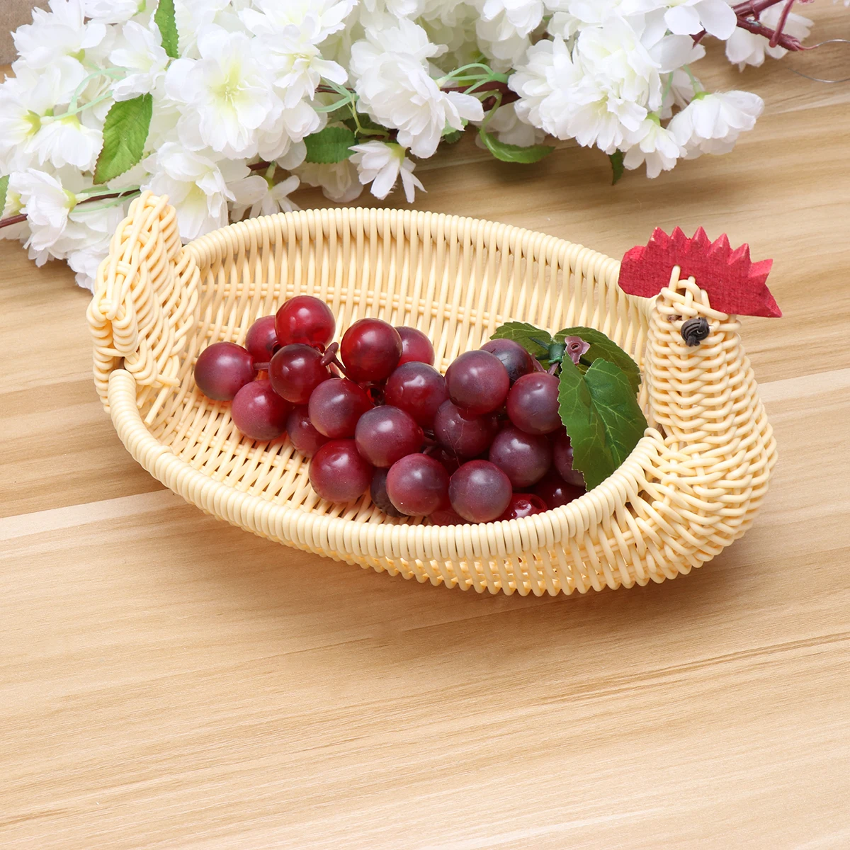 

Rattan Fruit Storage Container Kitchen Decor Rattan Fruit Basket Snack Tray Plastic Woven