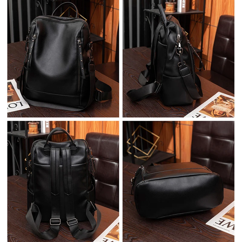 Splicing cowhide Leather Brand Women Classic Backpack Backpack Luxury Travel Backpack Fashion School Bag Girls Mochilas feminina