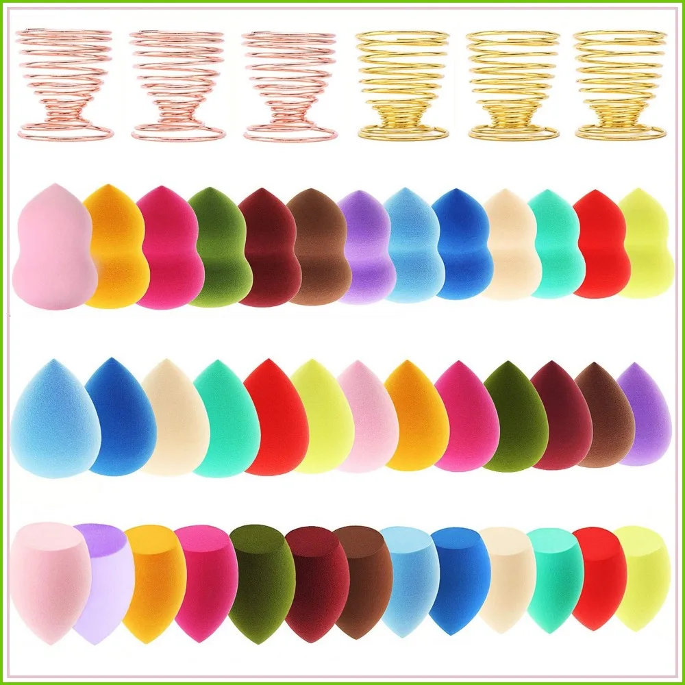 

45Pcs Makeup Sponge Set - 39 Latex-Free Blenders + 6 Holders, Vegan Foundation Puffs for Liquid BB Cream (Style 2)