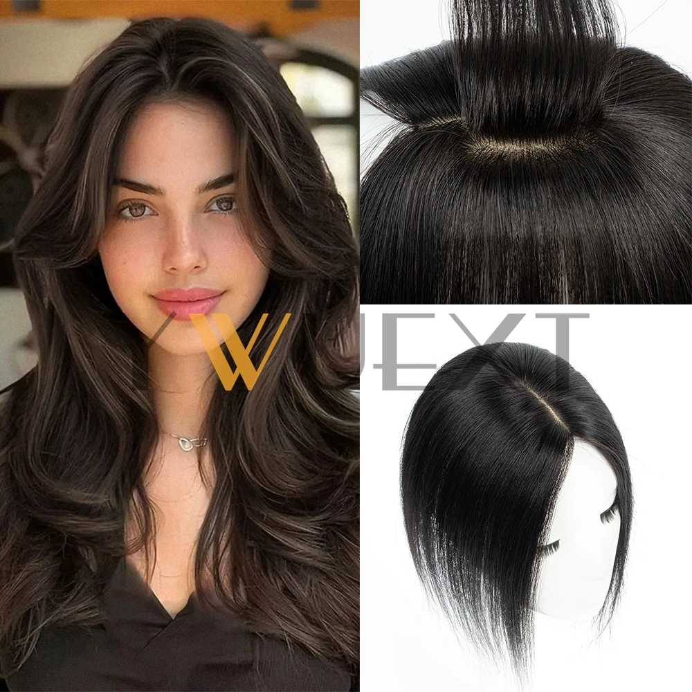 

Топпер из натуральных волос 7x11 см, 12 "-14", топпер на основе шелковой кожи, парик, натуральный зажим для кожи головы, шиньон без челки