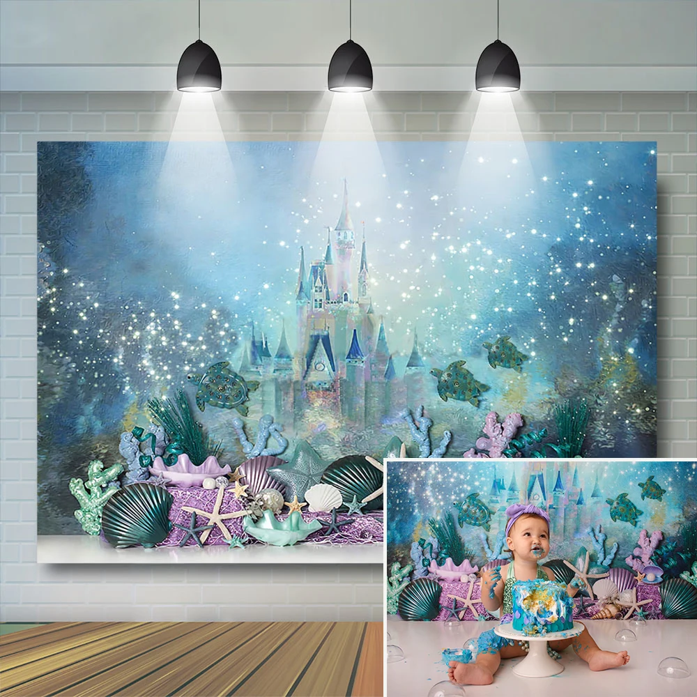 Mocsica Bluey Princesa Photocall Fotografia Fundo Menina 1 ° Aniversário Decoração Glitters Balão Backdrop Photo Studio