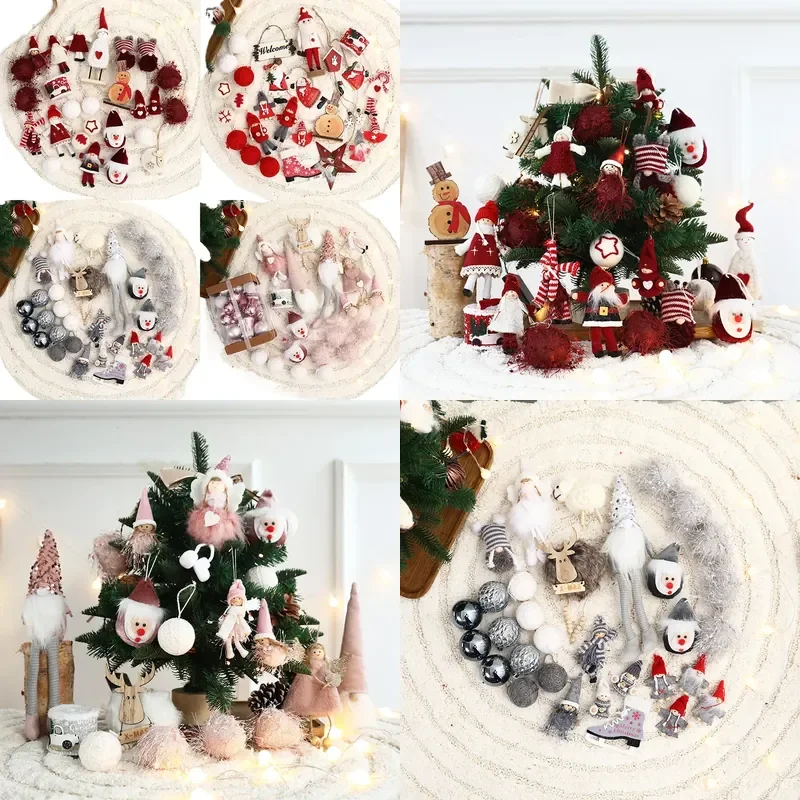 Christmas Tree Ornaments Decoration Package Pendant Set Holiday Xmas Decor Hanging Baubles for Home Party Supplies