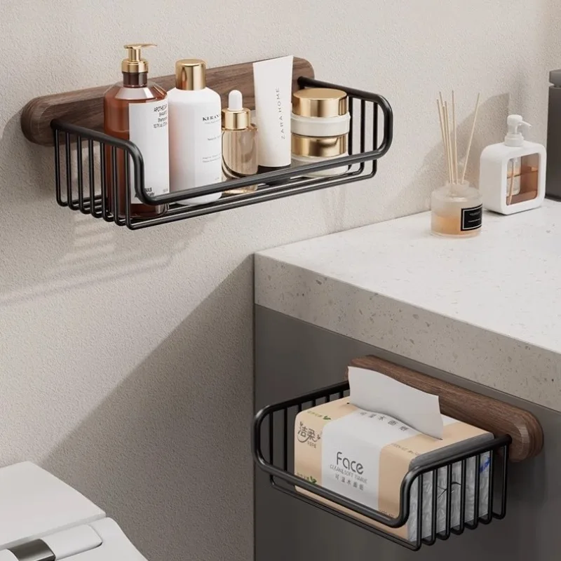 

Держатель рулонной бумаги из орехового дерева, стеллаж для хранения в ванной комнате, корзина для хранения, держатель для туалетной бумаги, неперфорированный держатель для туалетной бумаги