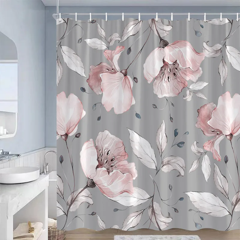 Floral Shower Curtains Butterfly Hummingbird White Daisy Dandelion Rose Flowers Plants Polyester Fabric Bathroom Curtain Decor