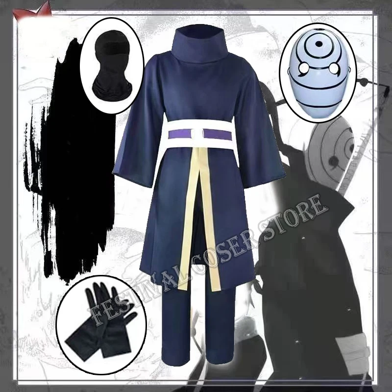 Костюм для косплея Учихи Обито из аниме, наряд на Хэллоуин для женщин и мужчин, японский кимоно-халат ниндзя, для выступлений и фестивалей, унисекс