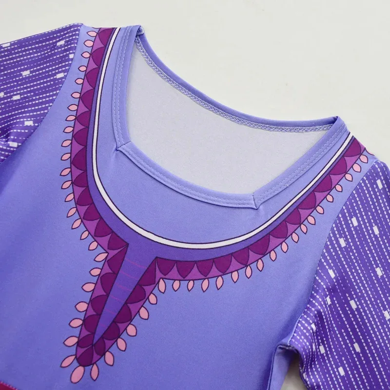 Nueva película Wish Asha princesa niñas disfraz Cosplay vestido de fiesta elegante peluca trenzada larga negra pelo Asha Cosplay disfraz de Halloween