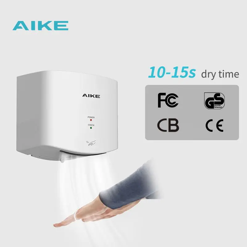 AIKE Automatic Sensor Hands Dryer 1400W High Speed Air Hand Drying Machine Bathroom Toilet Washroom Hand Dryer 10S Quick Drying