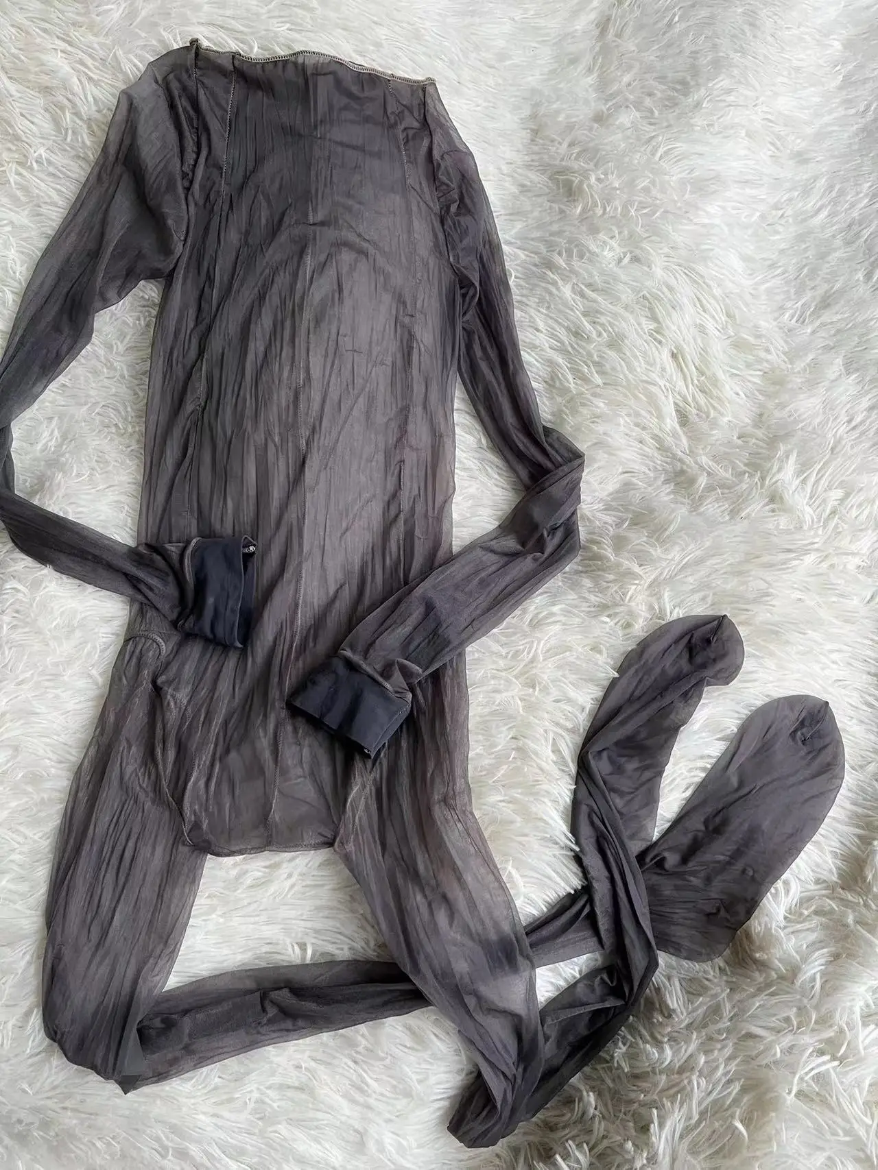 Mono Sexy transparente, traje Zentai, lencería de manga larga, medias de Fitness, disfraz