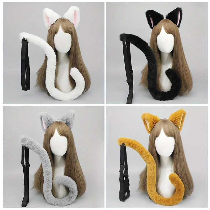 

Spread Ears Headdress Hair Ornament Cat Tail Anime Party Cos Headband Animal Ear and Tail Simulation Suit