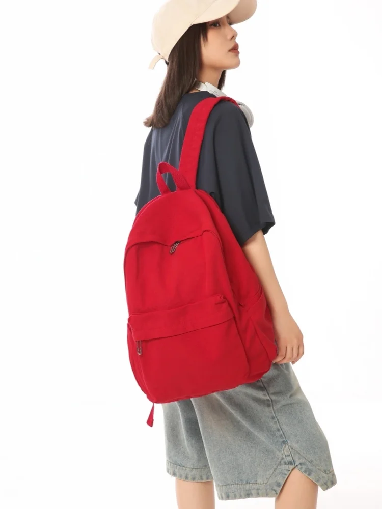 Retro Canvas Backpack Unisex Commuter Bag Fashionable 2026 Bear Lady Brand Zipper Closure Soft Handle Polyester 