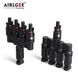 1 Pair 4 To 1 T Branch Male&Female PV Solar Panel Cable Connectors TUV Certified IP67 Waterproof 1000V DC Solar Connector