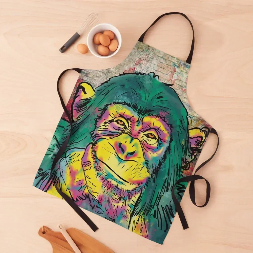 

Graffiti Monkey Painting, Monkey Art, Animal Art Apron Household Items Useful household woman Women Kitchen Apron