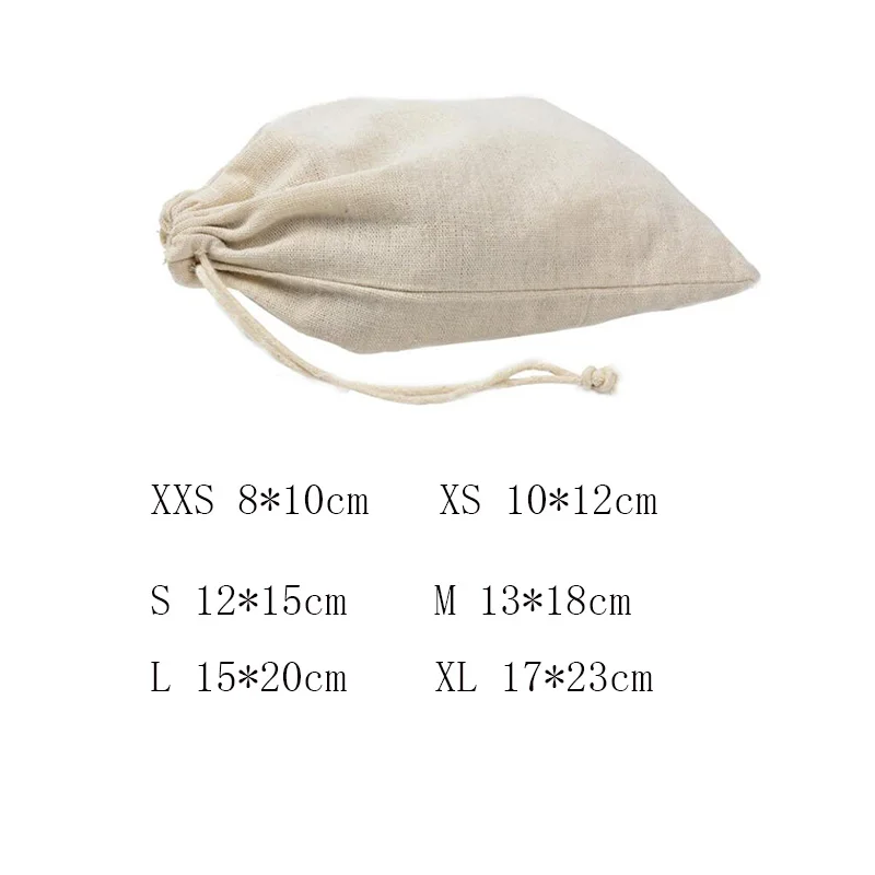 XXS-XL Simple Linen Drawstring Bag Gift Bag DIY Handmade Bag Pack Christmas Party Wedding Jewelry Pouch