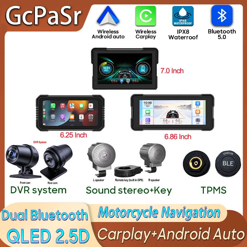 

Carplay мотоцикл Android Auto GPS навигация IPX8 водонепроницаемый для Moto мультимедийный экран дисплея цифровой монитор приборной панели велосипед