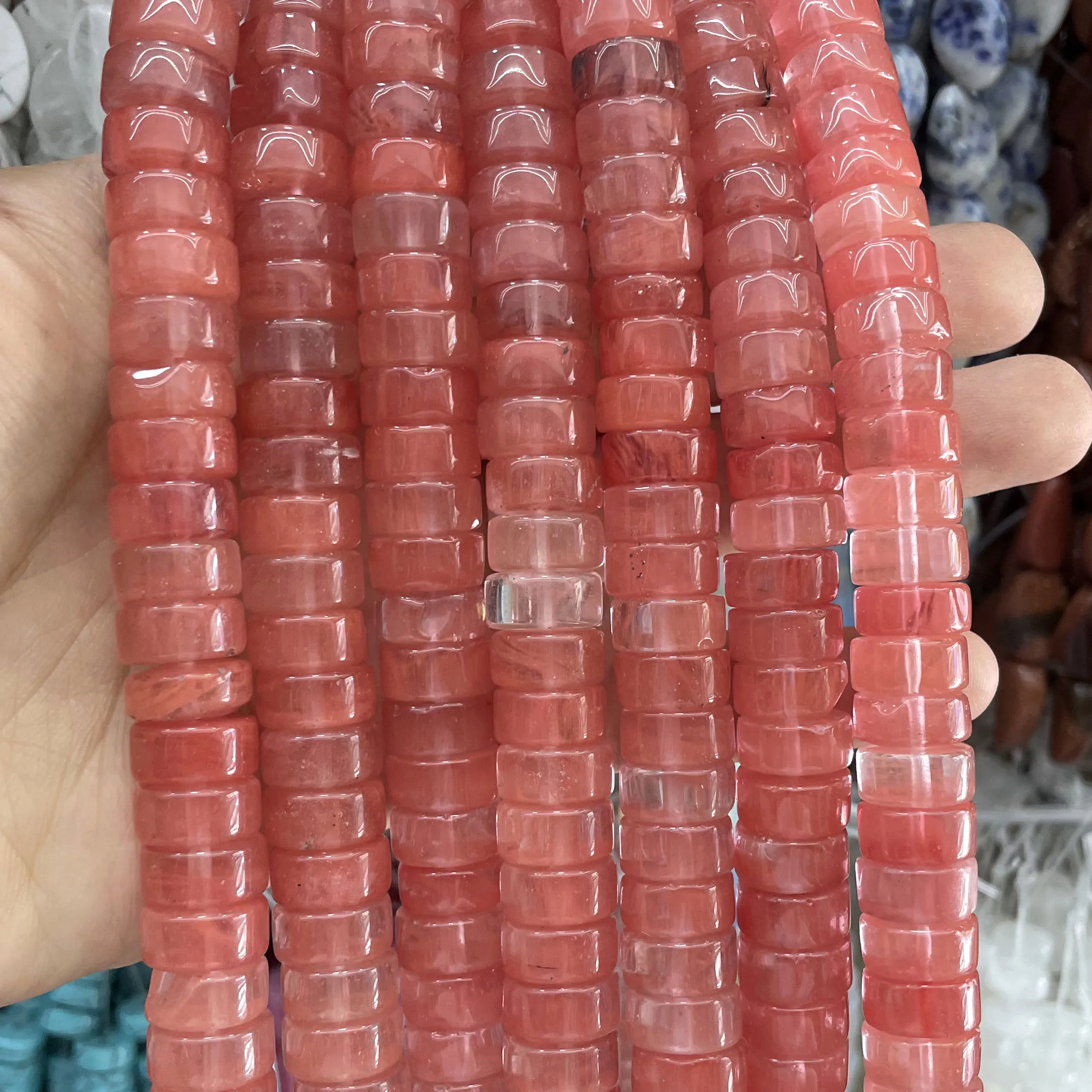 6X12MM Naturstein-Achate, Tigerauge, Quarz, Türkis, lose Spacer-Perlen für die Schmuckherstellung, DIY-Armbänder, Halsketten-Zubehör – Detail 10