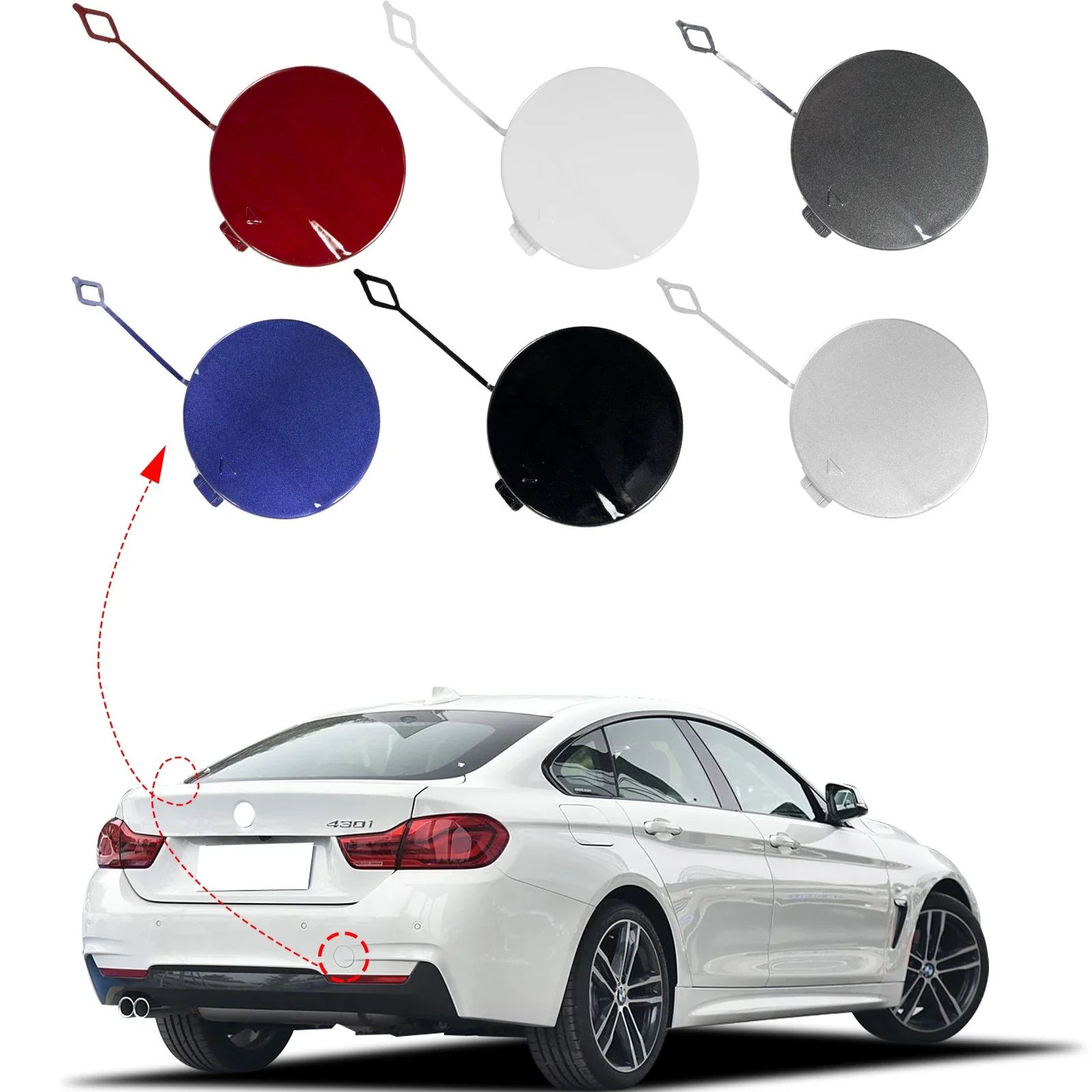 

OLANGDA Rear Bumper Tow Hook Cover Cap Eye ForBMW 4 Series M-Sport F32 F33 430iX 435i 435iX 440iX 2014 2016 2017 2018 2019 511