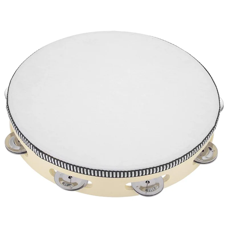 Y67A-8X Tambourine For Adults 10 Inch Hand Held Drum Bell Birch Metal Jingles Percussion Gift Musical Educational Instrument