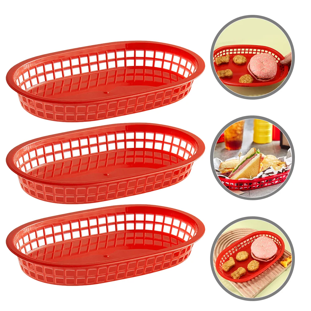 

6 PCS French Fries Hamburger Basket Bread Storage Small Picnic Baskets Snack KTV Tray Food Pp Fruit for Kitchen Burgers Serving