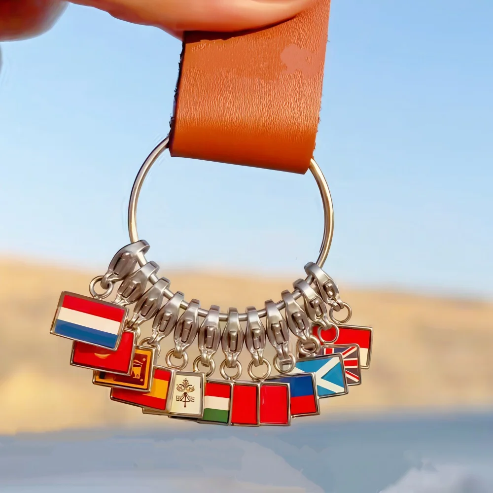 Minimalistischer Stil Weltflaggen-Anhänger Edelstahl Schlüsselanhänger DIY für Souvenir Frauen Männer Geschenke Großhandel – Detail 2