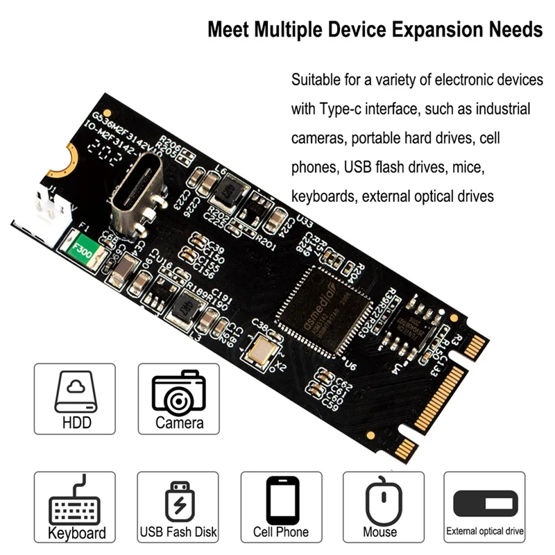 IOCREST Asm3142 M.2 zu Typ-C Host-Controller-Karte USB 3.2 Gen2 10 Gbit/s 1 Ports USB C M.2 22X60 B Key M Key Datenübertragungs-Riser-