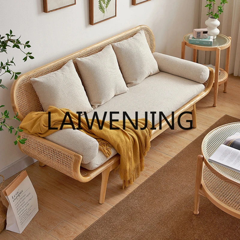 

RWJ Japanese Style Rattan Creative Log Style Small Apartment Living Room Japanese Style Furniture