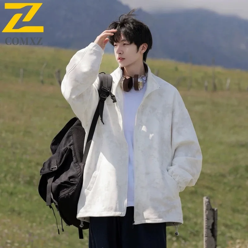 

2025 New Men Jacket Spring and Autumn Fashion Printed Windproof Breathable Stand Up Collar Jacket Street Commuter Men's Clothing